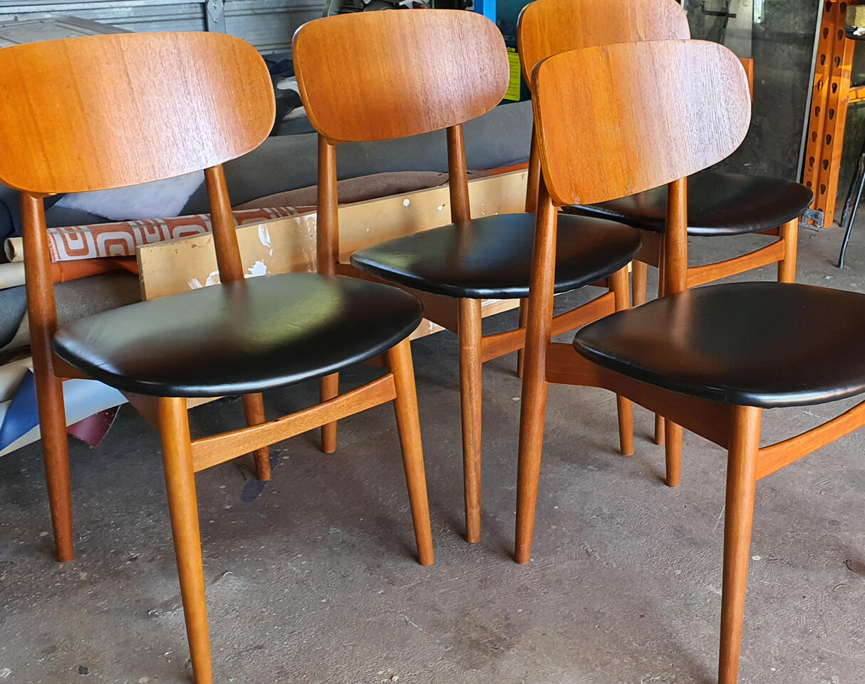Scandinavian dining chairs 1960s mid century upholstery &amp; Restoration specialists Furnichur Lake Taupo